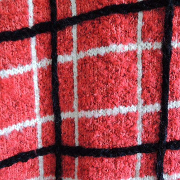 Design Options Vintage Red & White Windowpane Embellished Cardigan Jacket M - Picture 6 of 13